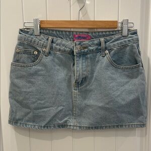 Edikted Light Blue Denim Mini Skirt